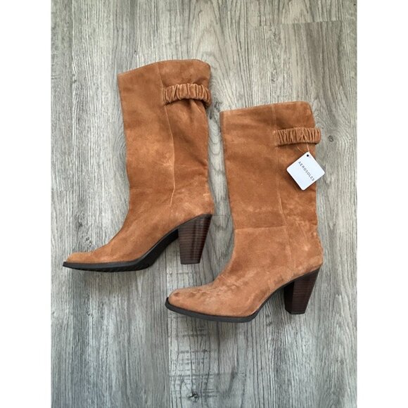 Aerosoles Womens Brown Suede High Block Heel Round Toe Liki Boots Size 9.5M - Picture 3 of 14